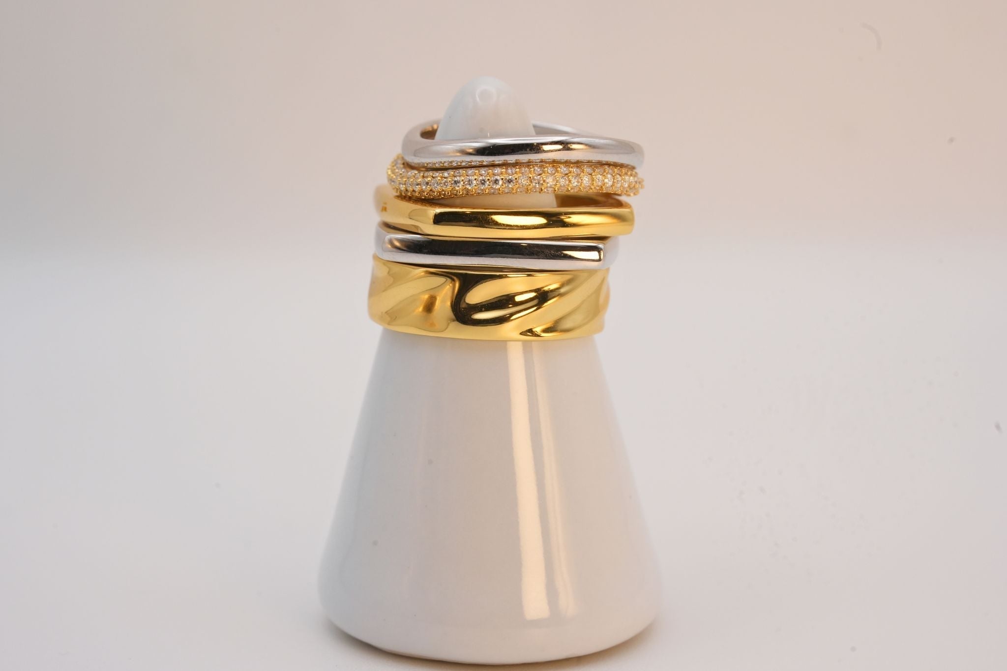 Gold vs silver jewellery- mixed metal stacking rings