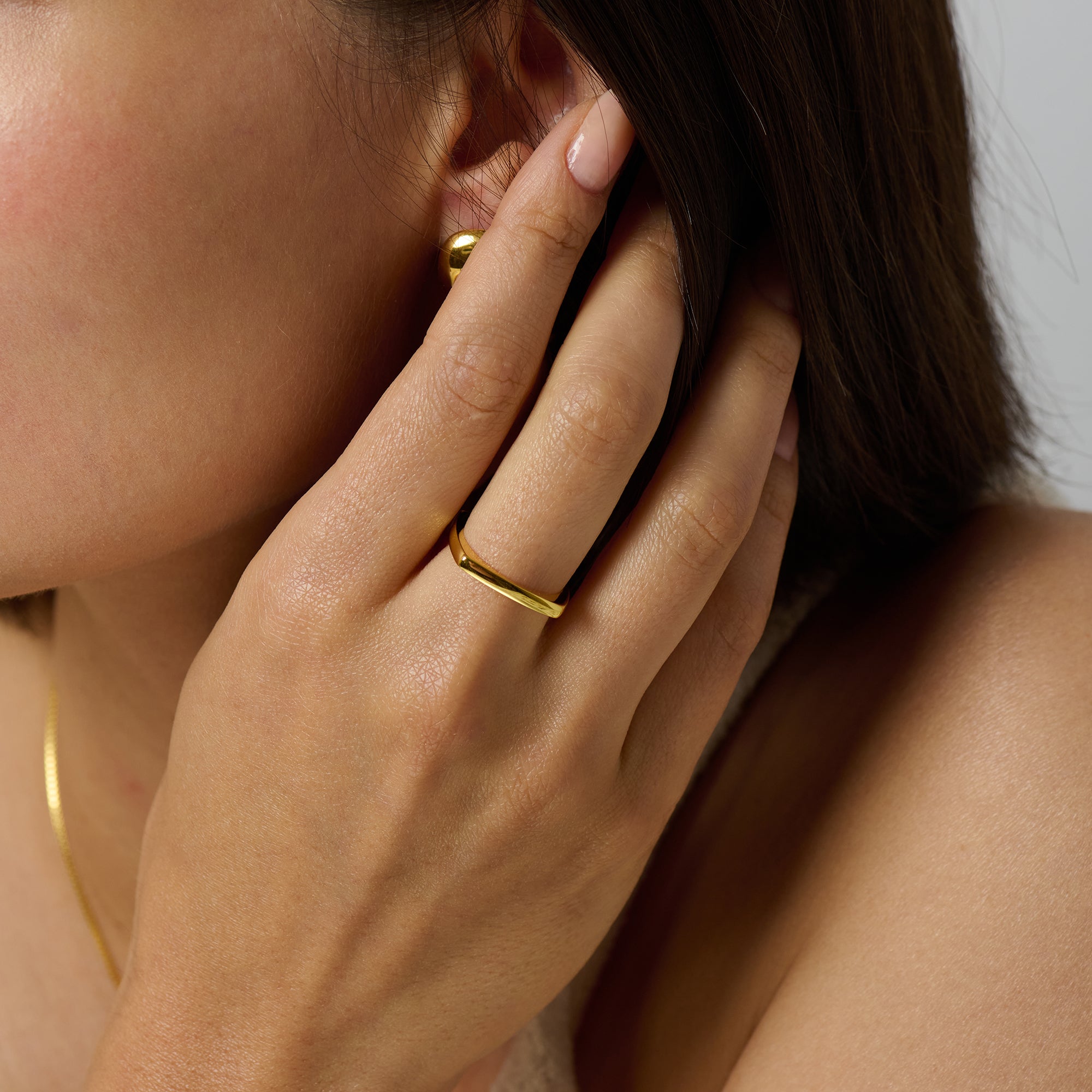Gold vermeil stacking ring in square bar design