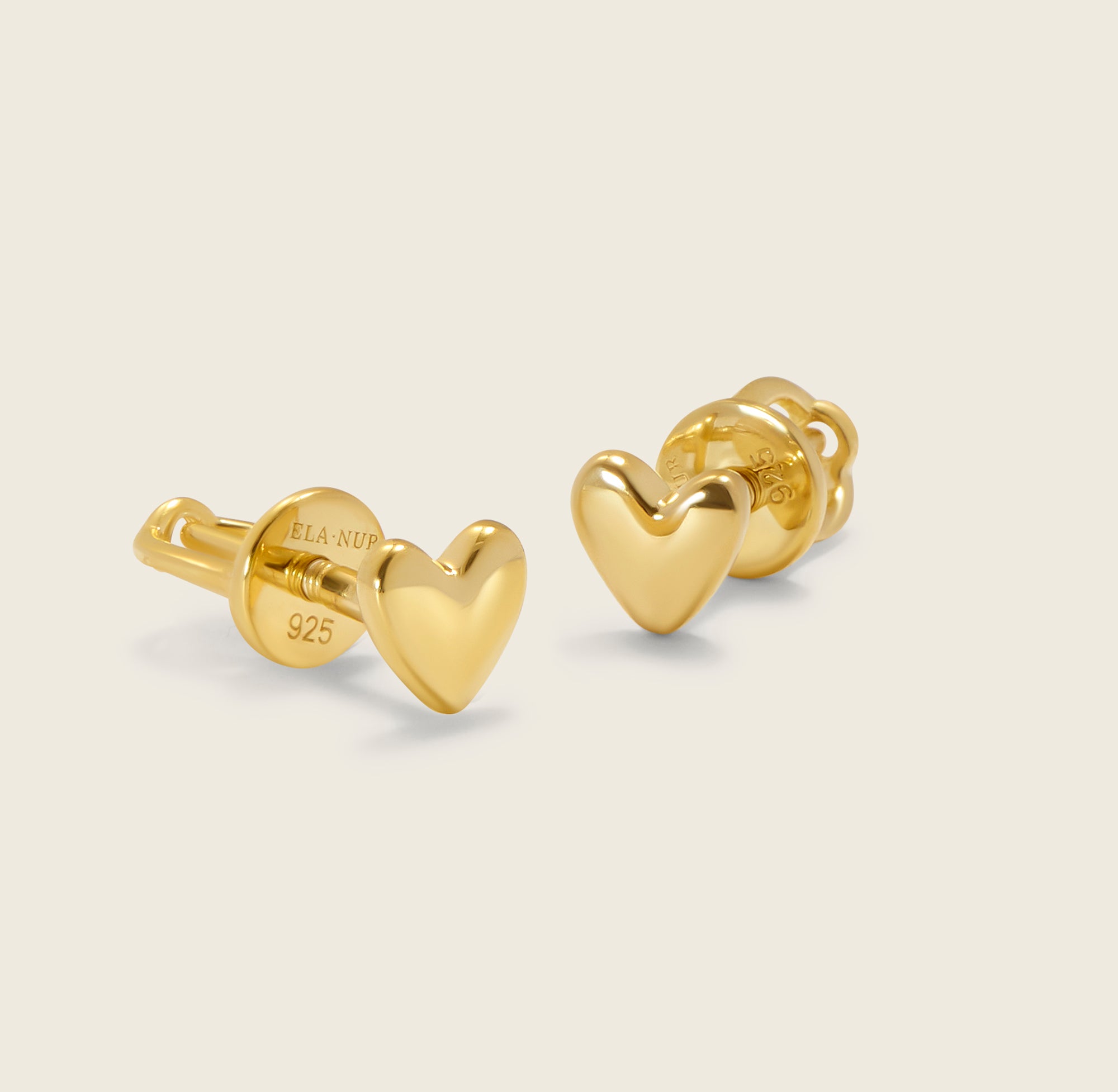 Dainty and radiant 18k gold vermeil love heart studs