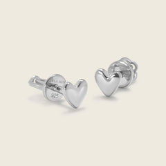 Dainty sterling silver heart stud earrings