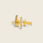 Gold lab grown diamond bar earrings perfect for stacking