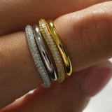 Pavé Moissanite Wave Stacking Ring