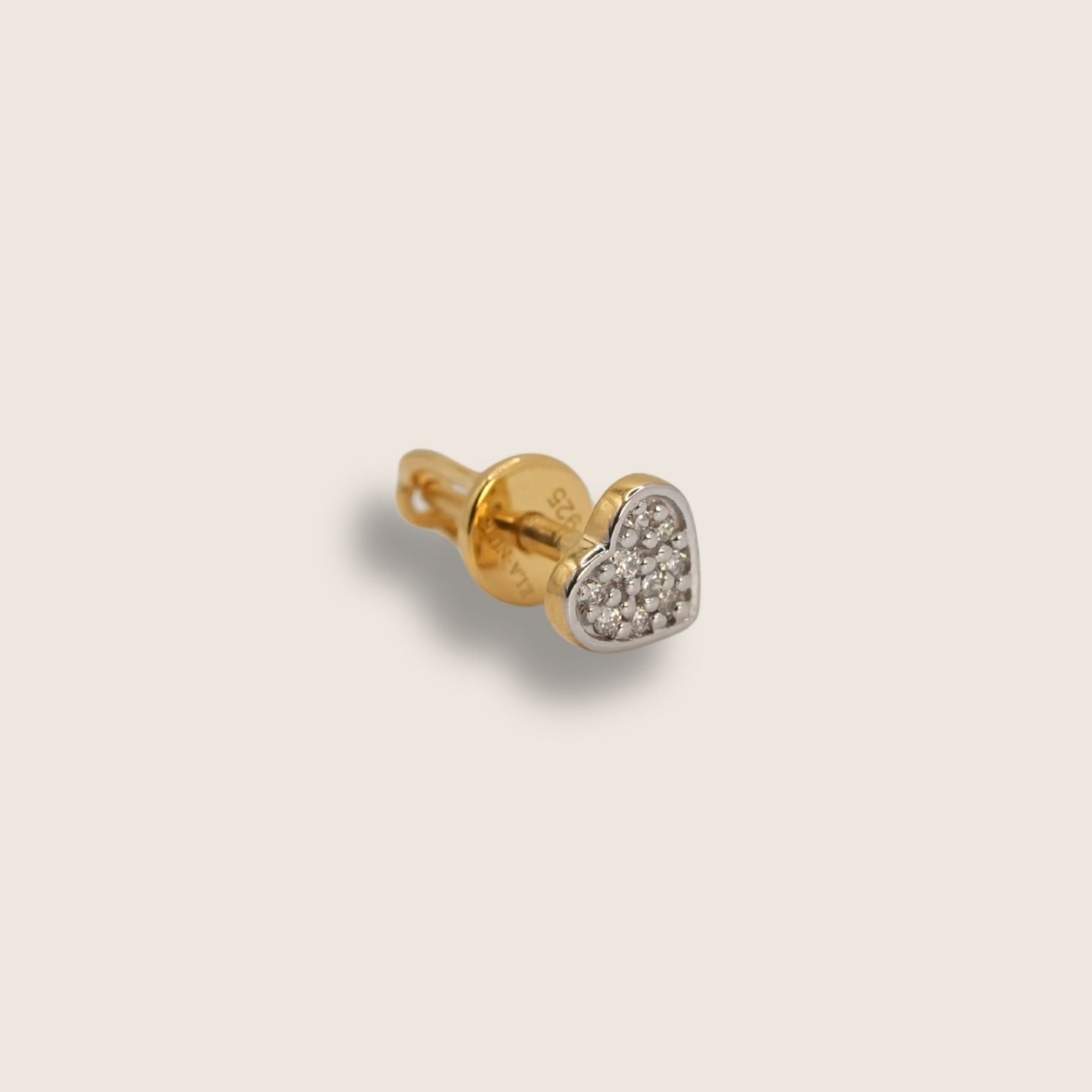 Gold diamond heart stud