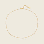 Adjustable dainty gold chain necklace with mini  freshwater pearls