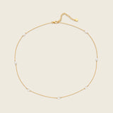 Adjustable dainty gold chain necklace with mini  freshwater pearls