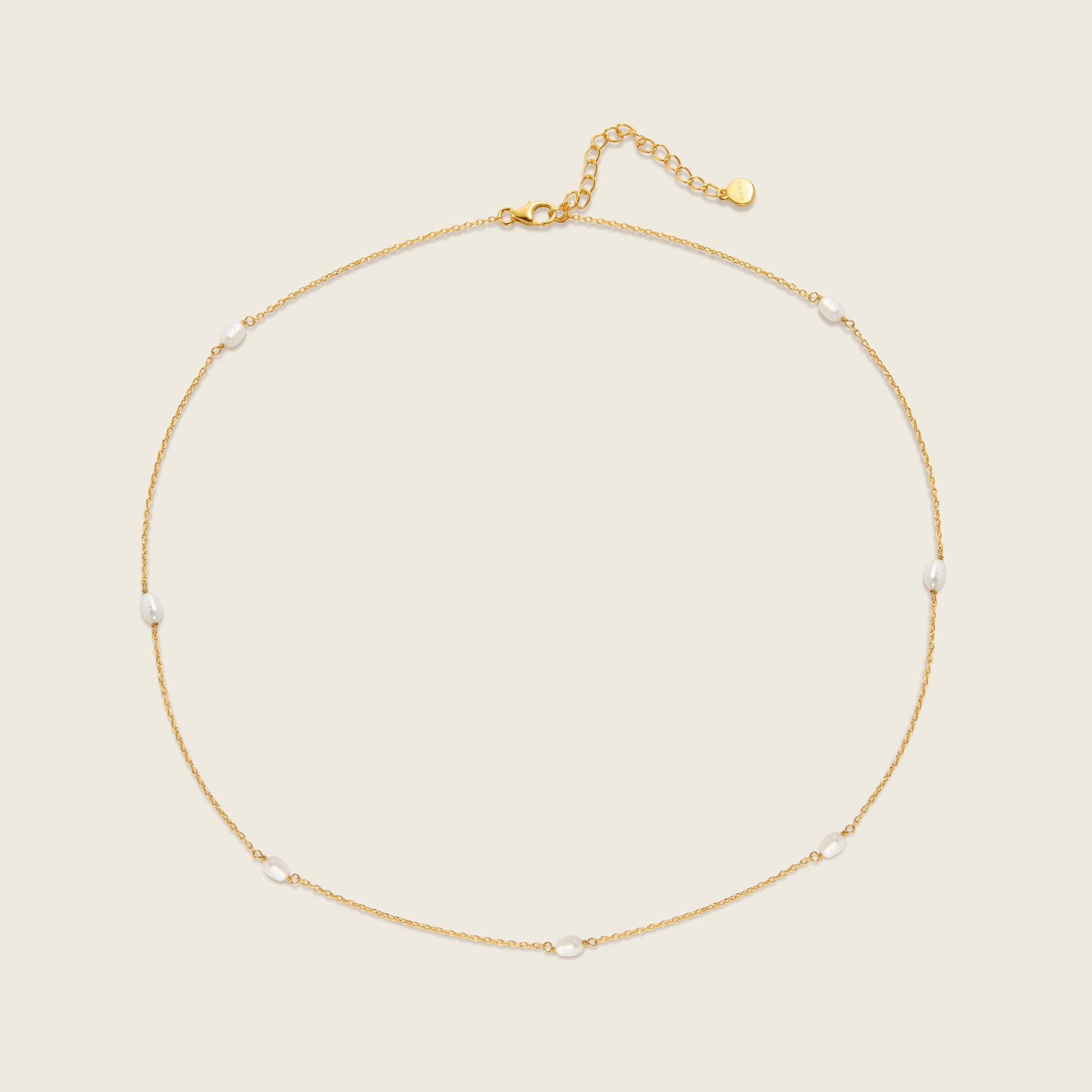 Adjustable dainty gold chain necklace with mini  freshwater pearls