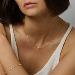 Gold vermeil pearl chain necklace with matching pearl bracelet