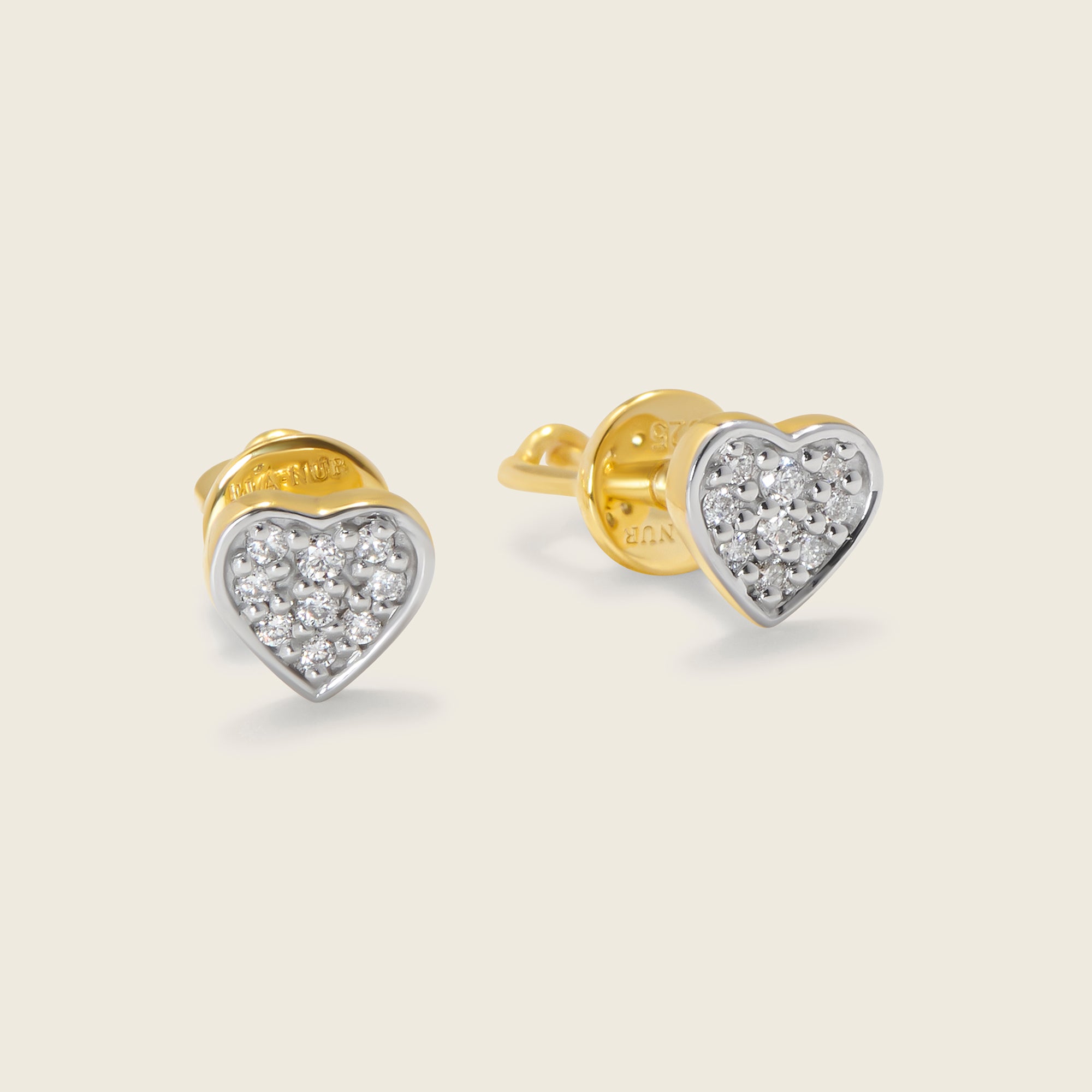 Gold diamond stud earrings with sparkling lab grown diamonds