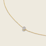 Lab grown diamonds pave set in an 18ct gold vermeil pendent on a delicate gold chain necklace.