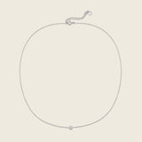 Diamond pendant necklavce on silver chain