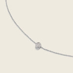 Round pave diamond pendant necklace with lab grown diamonds and sterling silver