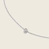 Round pave diamond pendant necklace with lab grown diamonds and sterling silver