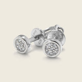 Sterling silver stud earring with pave set diamonds