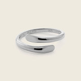 Sleek and shiny Sterling silver open ring with a wrap design